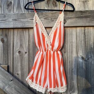 ILLA ILLA Striped Orange and White Romper